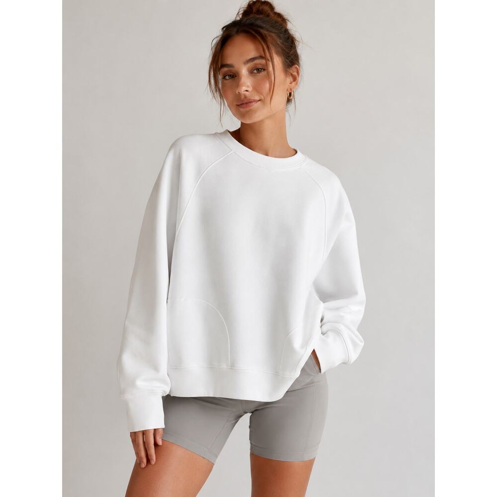 Abercrombie YPB Nooknit Oversized Sweatshirt White Size S Athleisure